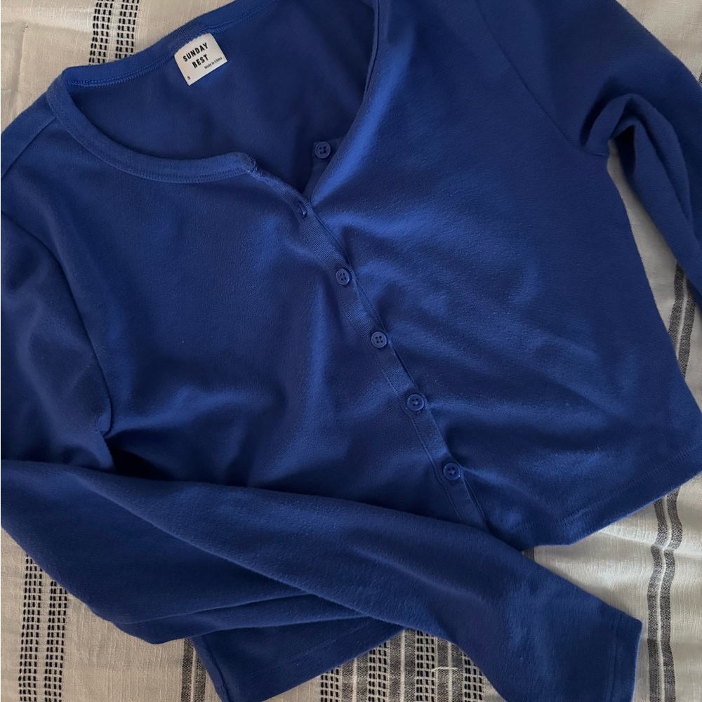 Sunday Best aritzia Cobalt Blue Button-Up Cardigan size small